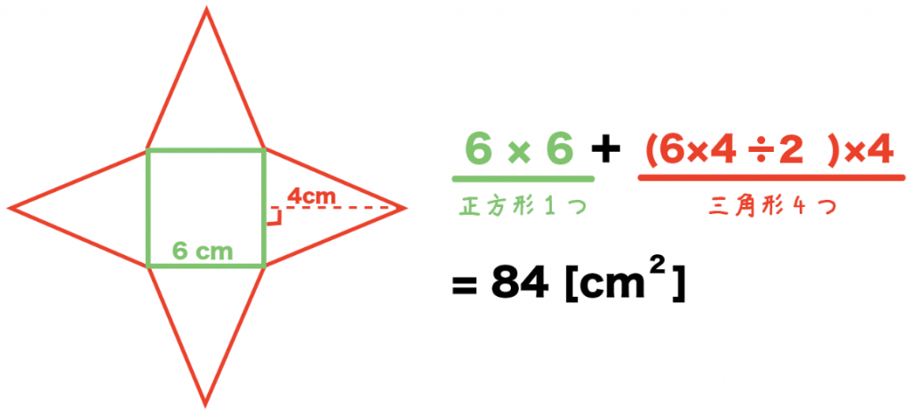 簡単公式 正四角錐の表面積の求め方がわかる3つのステップ Qikeru 学びを楽しくわかりやすく