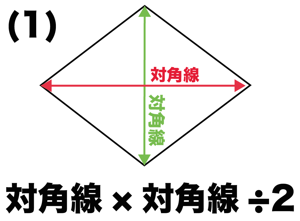 簡単公式 ひし形 菱形 の面積を計算できる2つの求め方 Qikeru 学びを楽しくわかりやすく